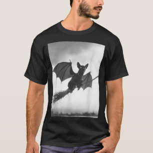 Camiseta Bruxa Chihuahua Gótico Vassoura Asas de Morcego As