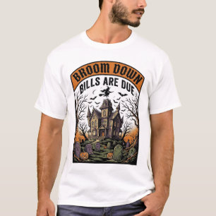 Camiseta Bruxa Coletora de Contas de Halloween Vassoira Que