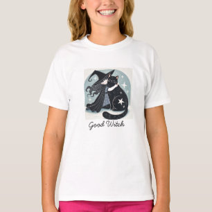 Camiseta bruxa com gato preto
