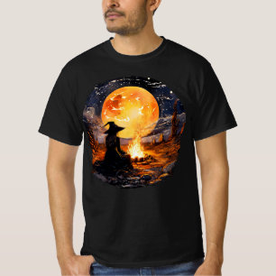 Camiseta Bruxa com Velas e Fogo - Wicca Halloween 1