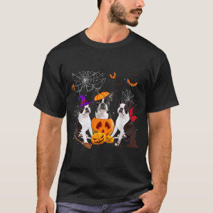Camiseta Bruxa da Abóbora Engraçada Boston Terrier Cachorro