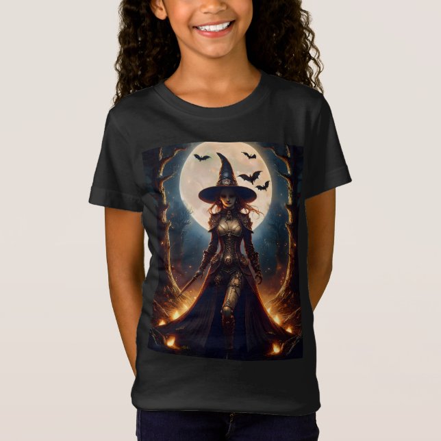 Camiseta Bruxa da Floresta Steampunk do Halloween (Frente)