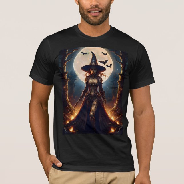 Camiseta Bruxa da Floresta Steampunk do Halloween (Frente)