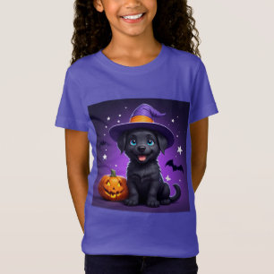 Camiseta Bruxa de Cachorrinho Fofo Chapéu de Halloween 🐶