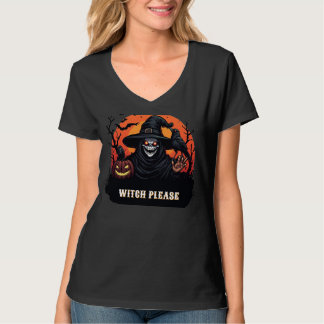 Camiseta Bruxa de Caveira Sorridente Noite de Terror de Hal