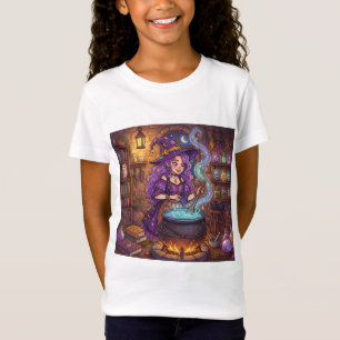 Camiseta Bruxa de Desenho Animado Fazendo Poção do Amor