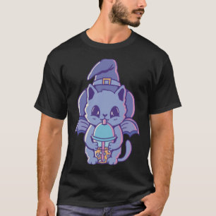 Camiseta Bruxa de gato colorida com motivo para beber para