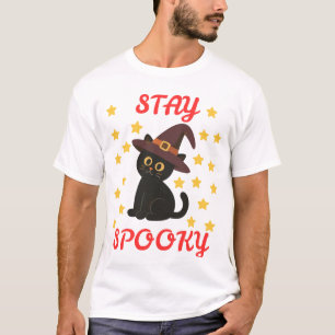 Camiseta Bruxa de Gato Preto Fofo Fique Assustador Design d