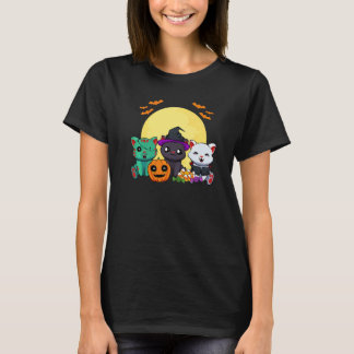 Camiseta Bruxa de Gato Zumbi Vampiro Preguiçoso Falso de Ha