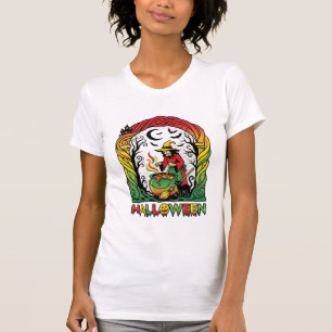 Camiseta Bruxa de Halloween Caldeirão Fermentação Gato Pret