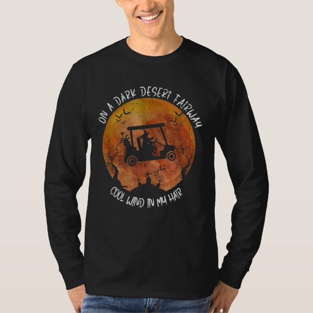 Camiseta Bruxa de Halloween cavalgando Carrinho De Golfe Nu (Frente)