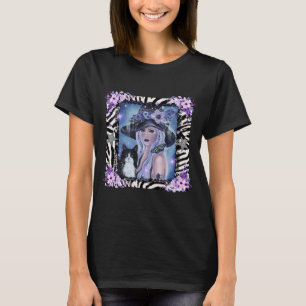 Camiseta Bruxa de Halloween com gato de smoking por Renee L