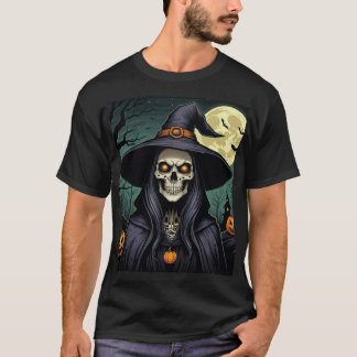 Camiseta Bruxa de Halloween com olhos brilhantes