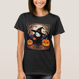 Camiseta Bruxa de Halloween com Pumpkins