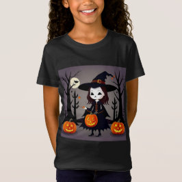Camiseta Bruxa de Halloween com Pumpkins