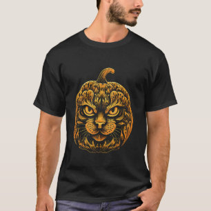 Camiseta Bruxa de Halloween Gato Abóbora Fofo Lua Jack-O-La