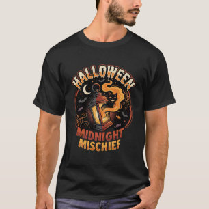 Camiseta Bruxa de Halloween Lanterna Travessuras da Meia-No