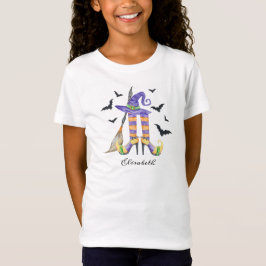Camiseta Bruxa de Halloween Pernas e Chapéu