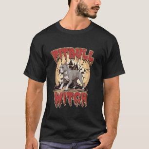 Camiseta Bruxa de Halloween Pitbull Mãe de Cachorro Dona de