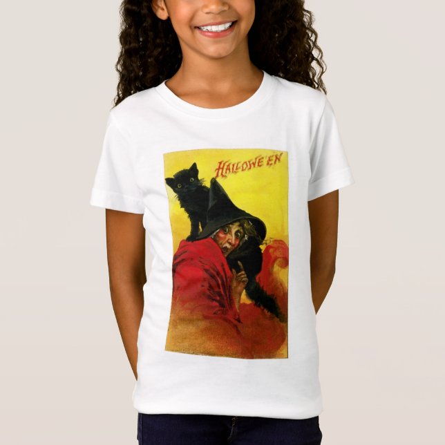 Camiseta Bruxa de Halloween Vintage (Frente)