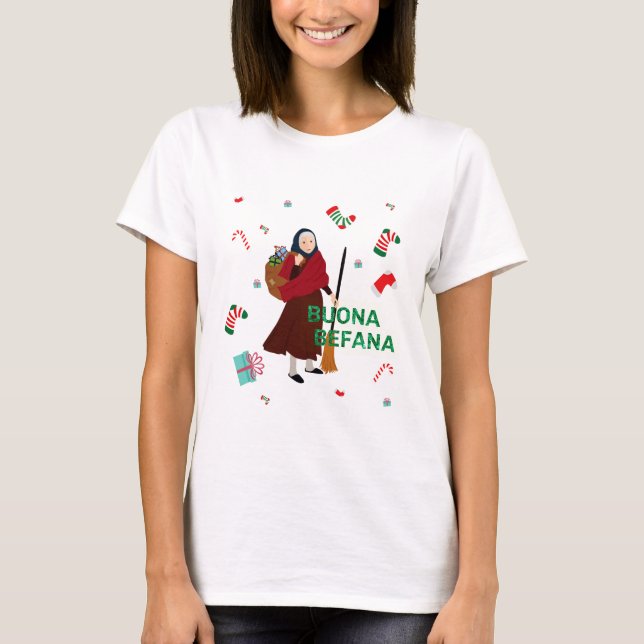 Camiseta bruxa de natal buona Befana (Frente)