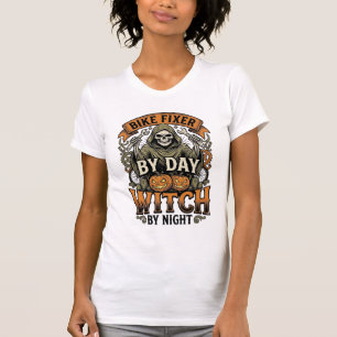 Camiseta Bruxa de Reparos de Bicicleta Vintage Halloween Me