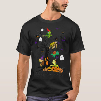 Camiseta Bruxa de Tartarugas em Tree Pumpkin Bats Feliz Hal
