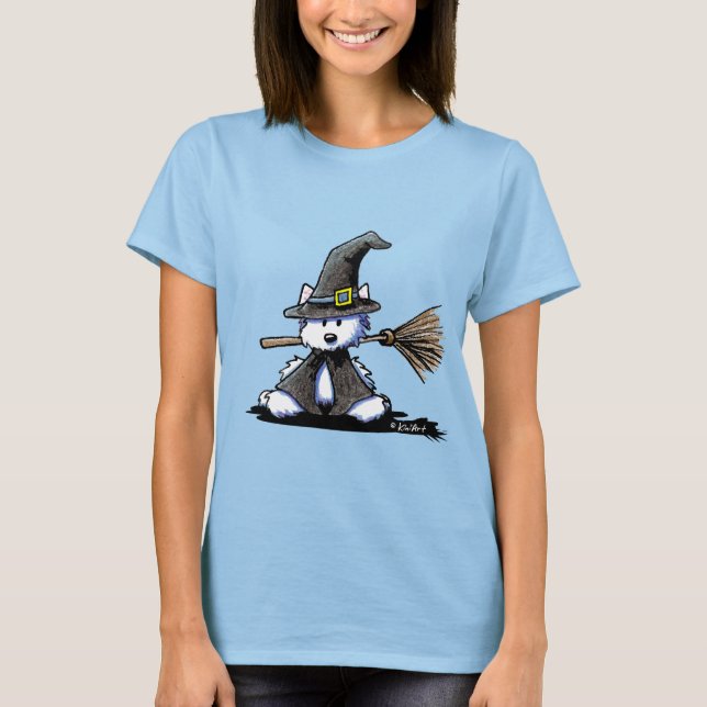 Camiseta Bruxa de Westie do Halloween do KiniArt (Frente)