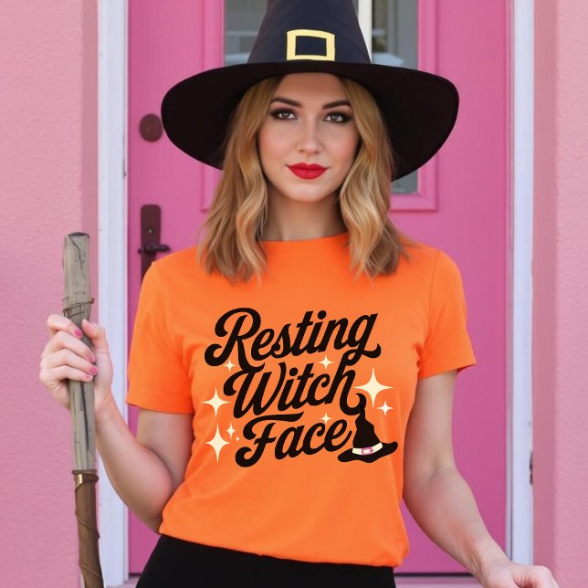 Camiseta Bruxa Descansada Rosto Engraçado Sarcástico Tipo R (Resting Witch Face Funny Sarcastic Retro Type T-Shirt.)