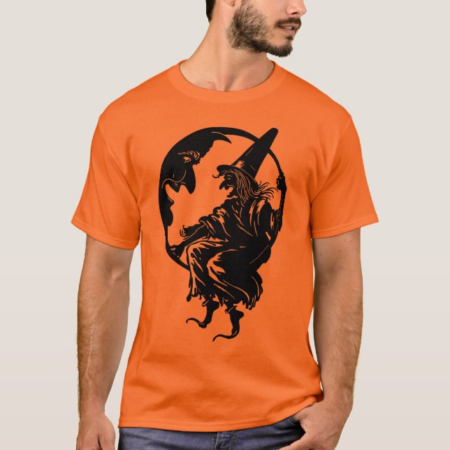 Camiseta bruxa do art deco dos anos 30 e t-shirt da lua (Frente)