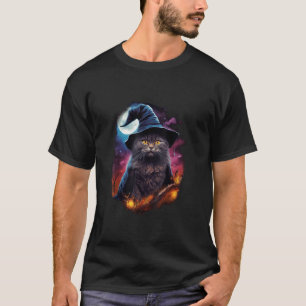 Camiseta Bruxa do Gato Preto Halloween Feiticeira Mística G