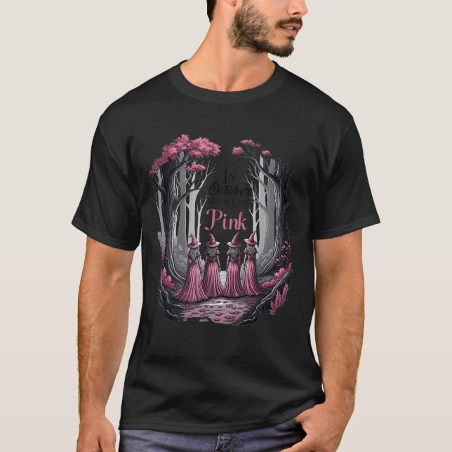 Camiseta Bruxa Em Outubro Vestimos Nk Breast Cancer Women H (Frente)