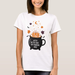 Camiseta Bruxa Engraçada e Pumpkin Spice Caiu