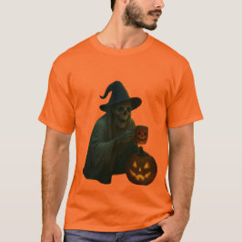 Camiseta Bruxa Esquelética Spookie com Brilho de Pumpkin