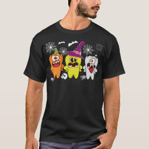 Camiseta Bruxa Fantasma Dental Halloween Pumpkin