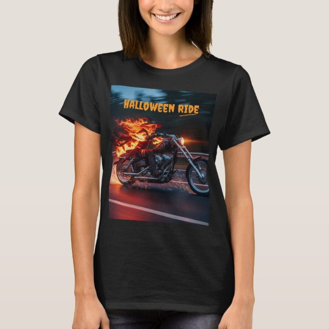 Camiseta Bruxa Flaming Na Moto (Frente)
