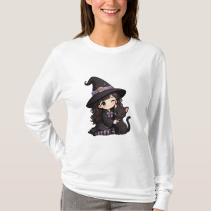 Camiseta Bruxa fofa e gato preto