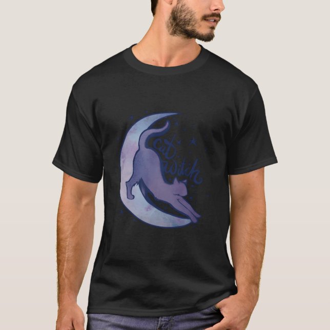 Camiseta Bruxa Gata Lua Kitty Gatos Roxo Lua Menina (Frente)