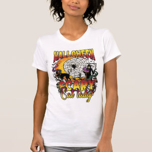 Camiseta Bruxa Gato Assustador Dia das Bruxas Ceifador Lua