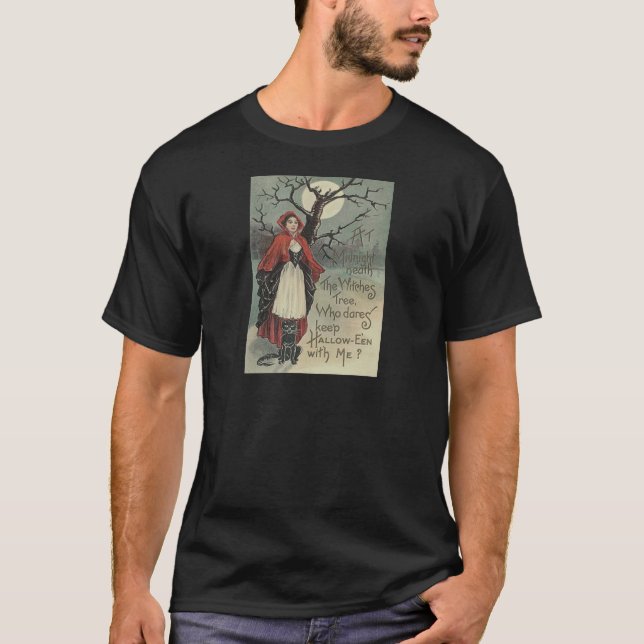 Camiseta Bruxa Gato Preto Lua Cheia (Frente)