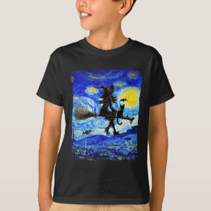 Camiseta Bruxa Halloween Starry Night Van Gogh Aestética Pa
