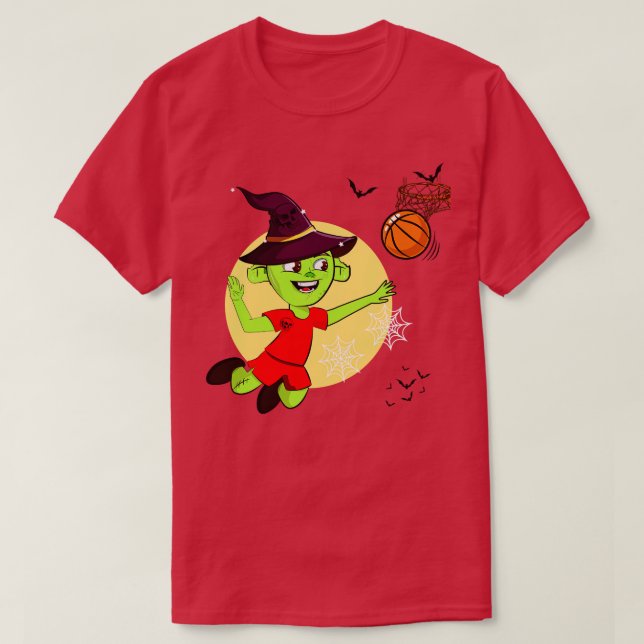Camiseta Bruxa Jogando Basquete (Frente do Design)