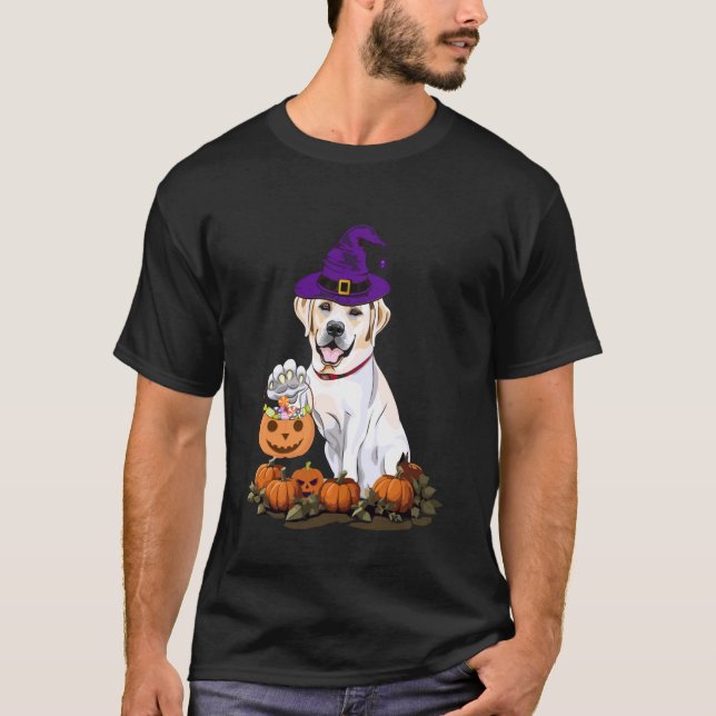 Camiseta Bruxa Labrador de Halloween (Frente)