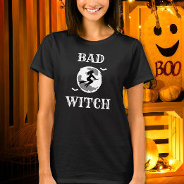 Camiseta Bruxa Má Montando Vassoura Feminino Halloween Pers
