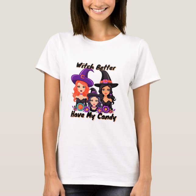 Camiseta Bruxa Melhor Ter Meu Doce (Frente)