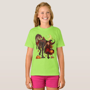 Camiseta Bruxa Menina & Concavenator Halloween Doces ou Tra