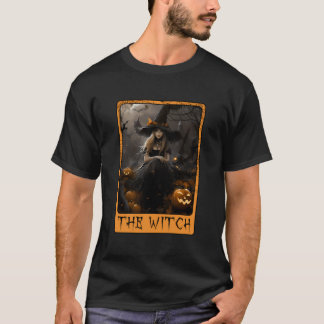 Camiseta Bruxa Mística Tarot Caminhando No Hallowe Floresta
