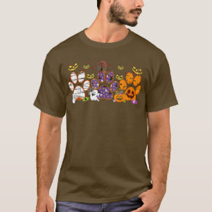 Camiseta Bruxa Múmia Pumpkin Paw Imprime Cachorro Fã Hallow