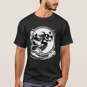 Camiseta Bruxa Na Vassoura Com Lua Cheia Design Divertido p