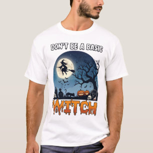Camiseta Bruxa Não Seja Básica Halloween Lua Gato Abóbora_1